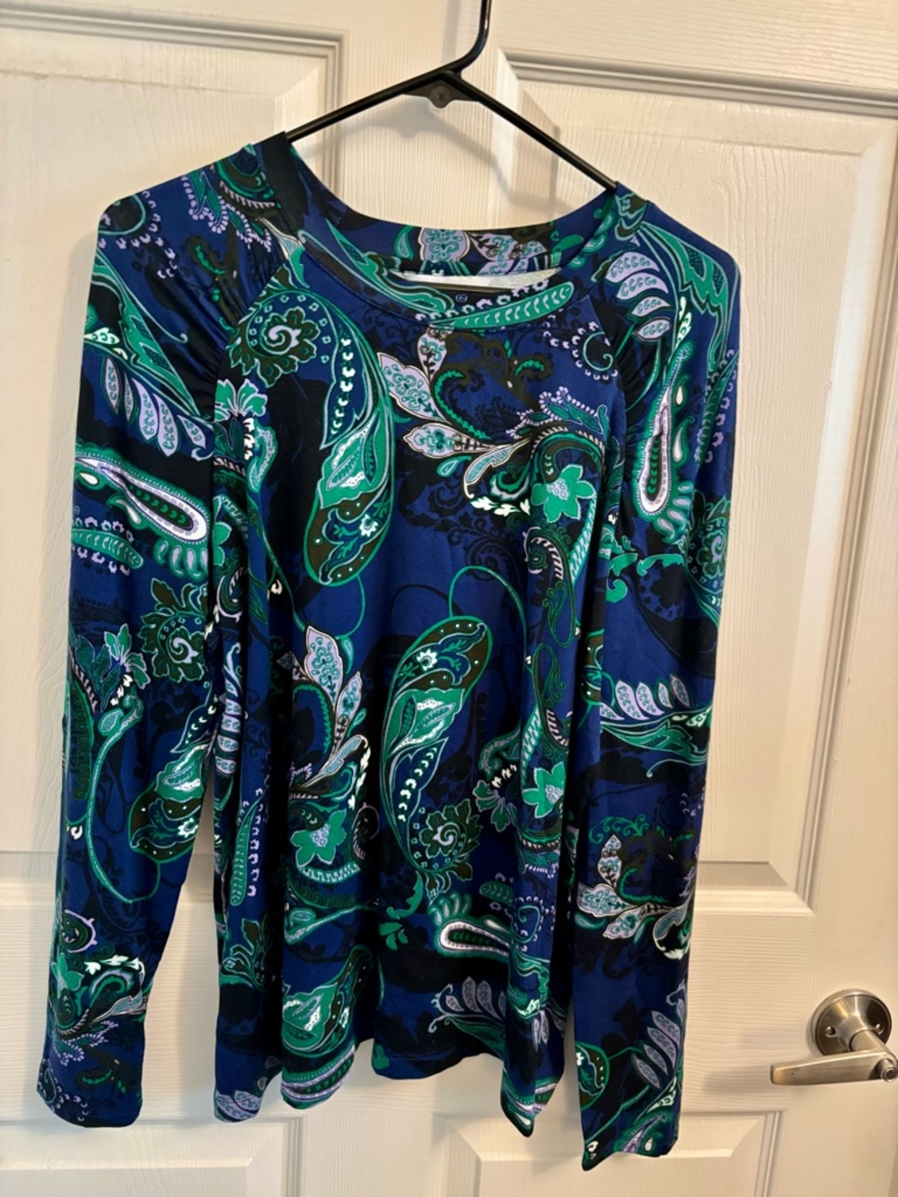 Liz Claiborne Blouse Size L | Blue & Green Paisley | NWT